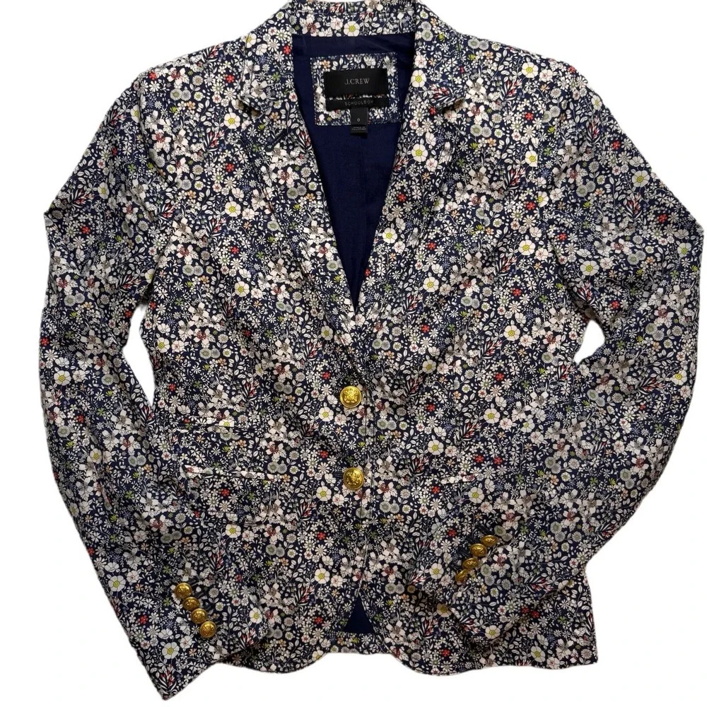 J Crew Liberty Floral‎ Fabric Schoolboy Blazer Size 0